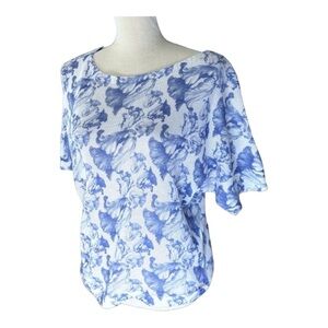 Luisa Ricci Floral Knit Sweater Size S Small Made In Italy Viscose White Blue